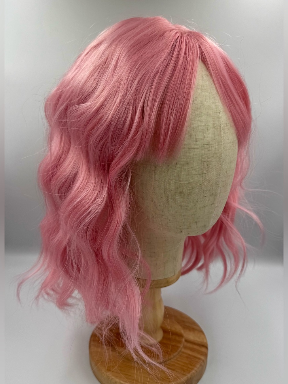 Pastel Pink Wavy Bob Wig Shoulder Length Hairpiece New